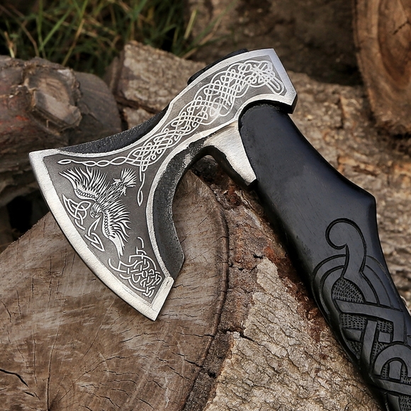 Viking Raven Crow Axe - Picture 4 of 7